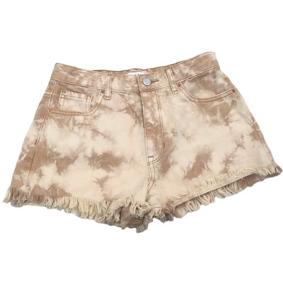 PacSun High Rise Festival Tie Dye Denim Shorts Size 25 Frayed Hem Boho Y2K - Picture 5 of 11
